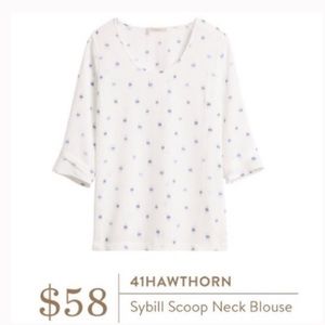 41Hawthorn Scoop Neck White 3/4 Sleeve Blouse